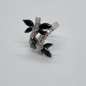 Vtg 925 Sterling Blue White CZ Huge Dragonfly Cocktail Statement Ring | Sz 7.5